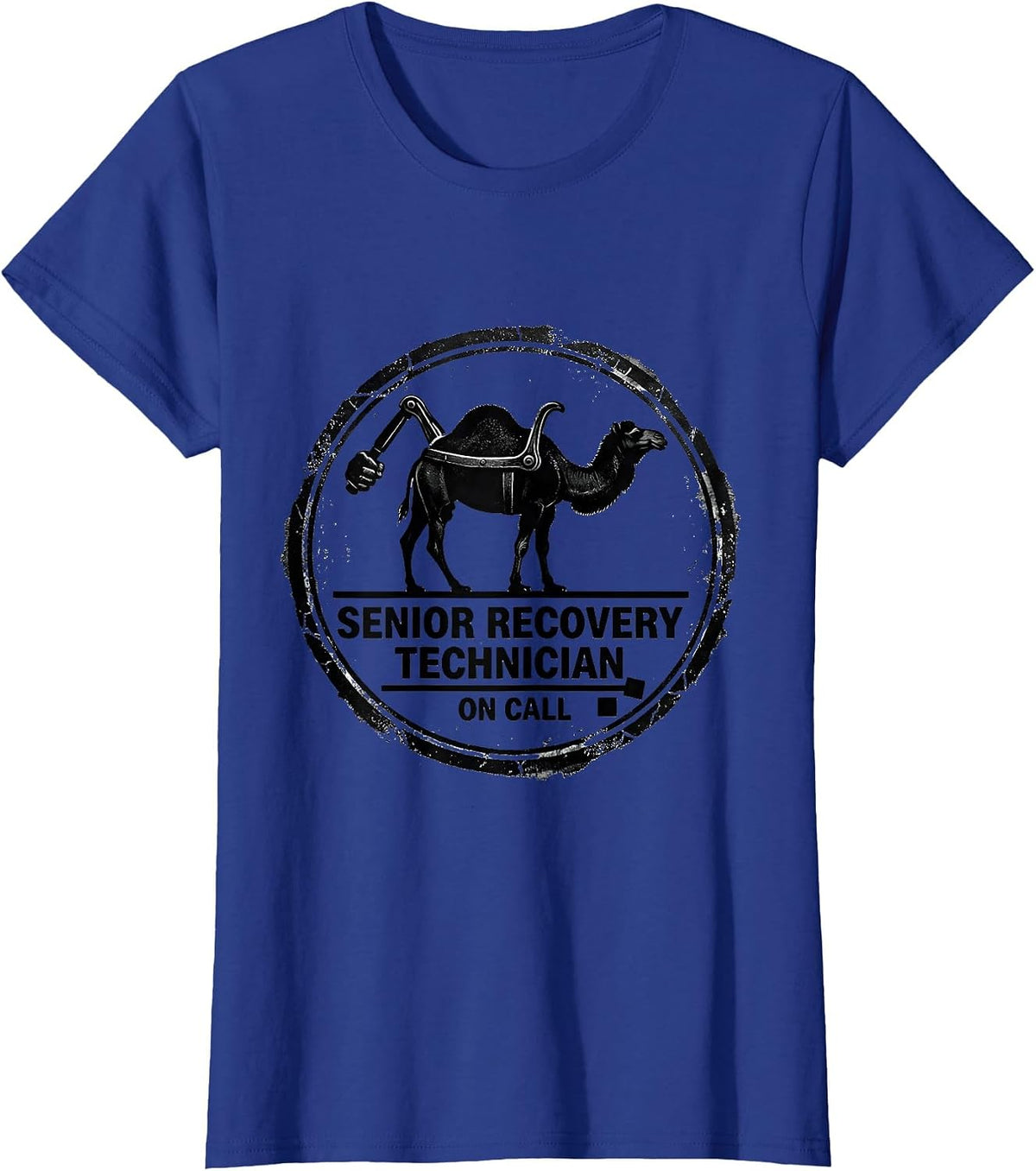 Women's Senior Recovery Technician On Call Raunchy Tow Truck Humor T-Shirt - Royal Blue
