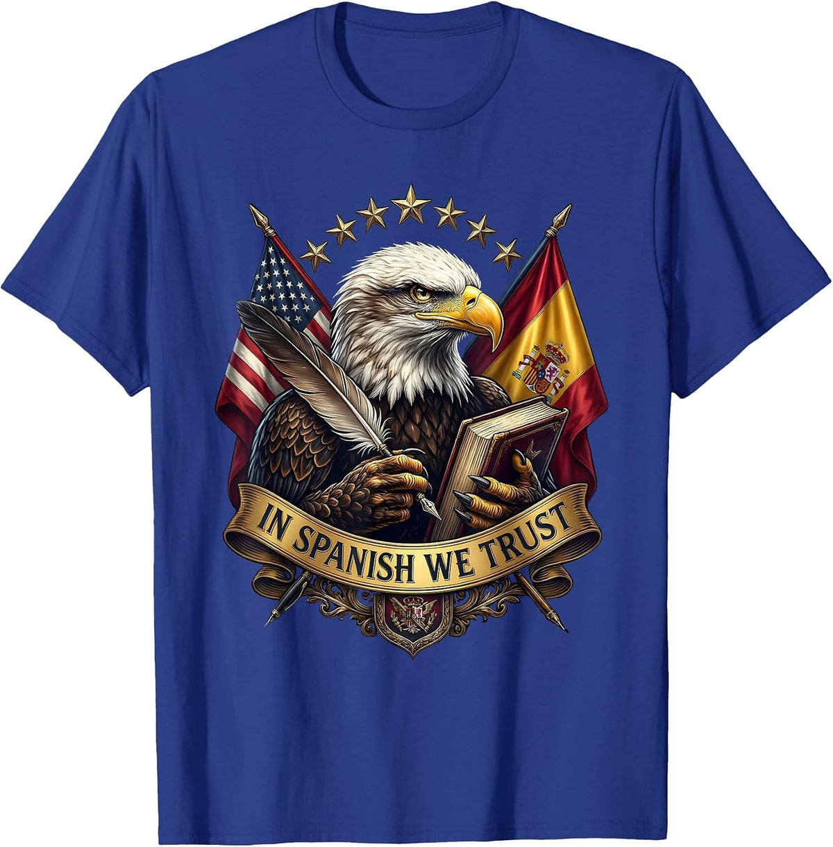 In Spanish We Trust Spanish Teacher Design T-Shirt - Royal Blue