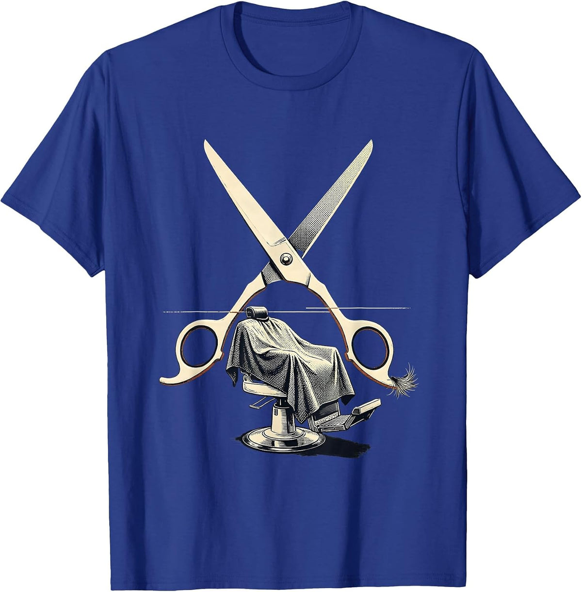 Men's Oversized Shears Barber Cape Hairdresser Gift T-Shirt - Royal Blue