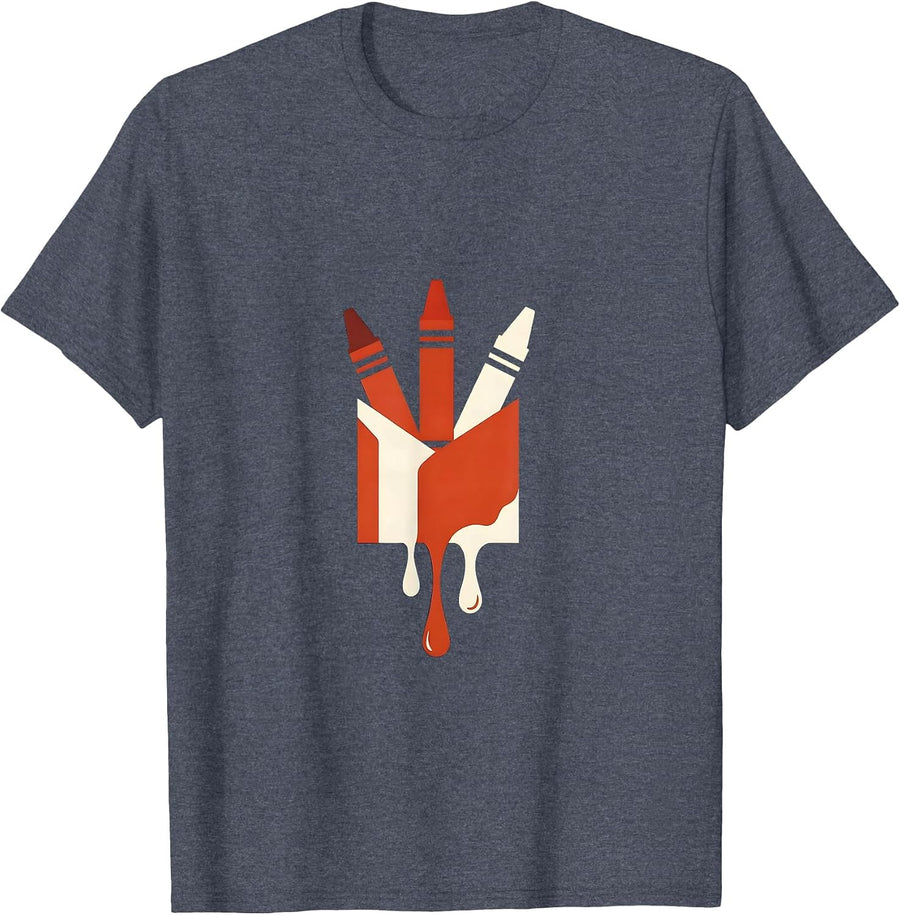 4th Grade Teacher Melting Crayon Box Graphic T-Shirt - Heather Blue