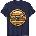 Dinosaur Bones Desert Rock Layers Fossil Art T-Shirt - Navy Blue
