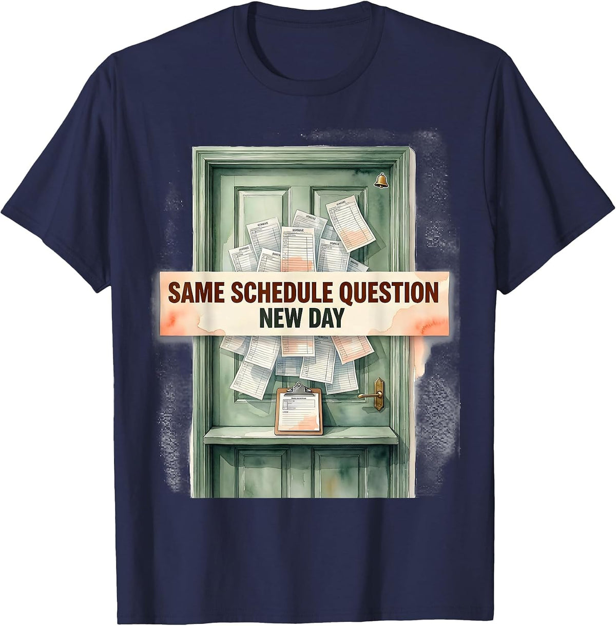 Men's Same Schedule Question New Day Funny School Counselor Mental T-Shirt - Navy Blue