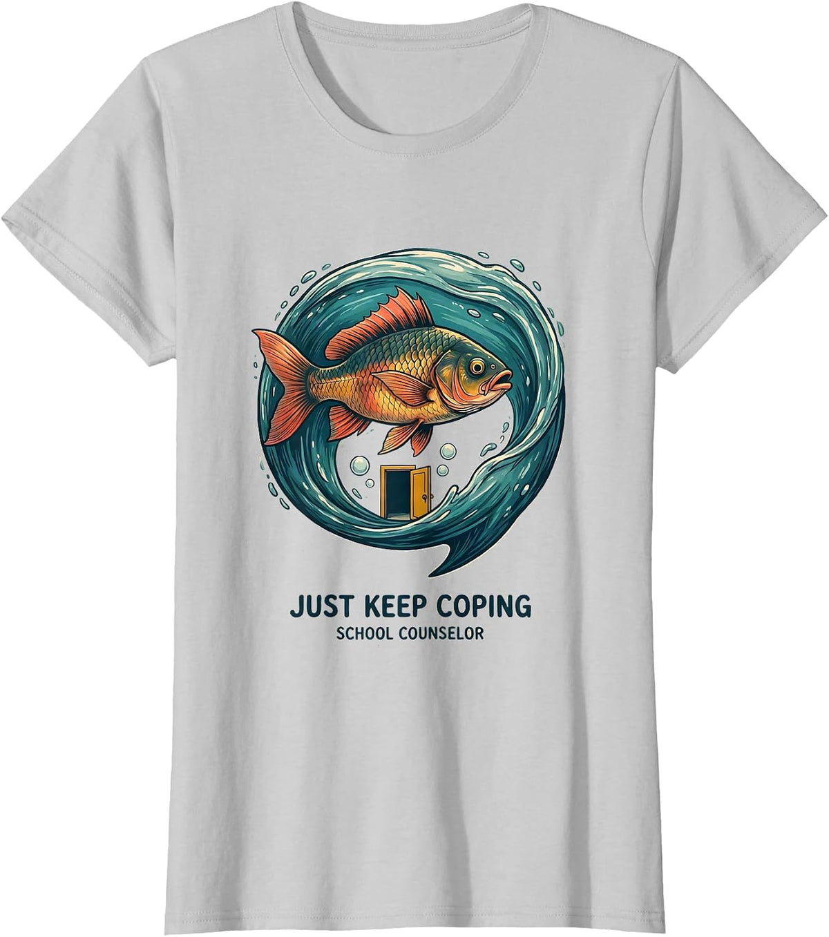 Women's Just Keep Coping School Counselor Funny Appreciation Gift T-Shirt - Silver Grey