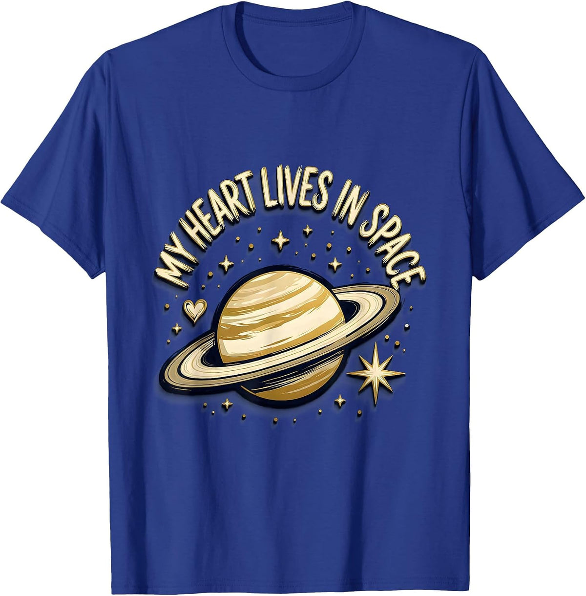 Men's My Heart Lives In Space Galaxy Design T-Shirt - Royal Blue
