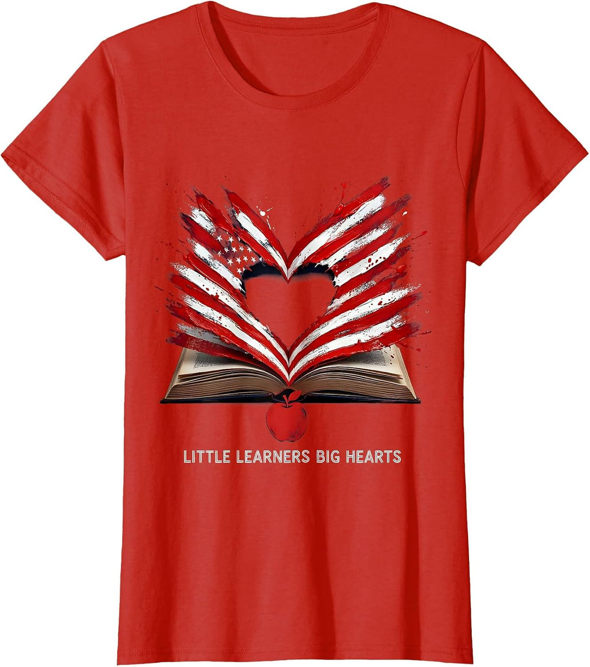 Little Learners Big Hearts Elementary Teacher Design T-Shirt - Red