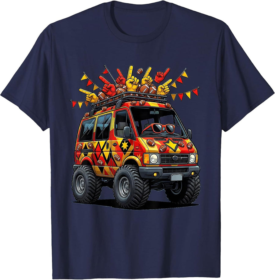 Football Mom Minivan Bumper Sticker Graphic T-Shirt - Navy Blue