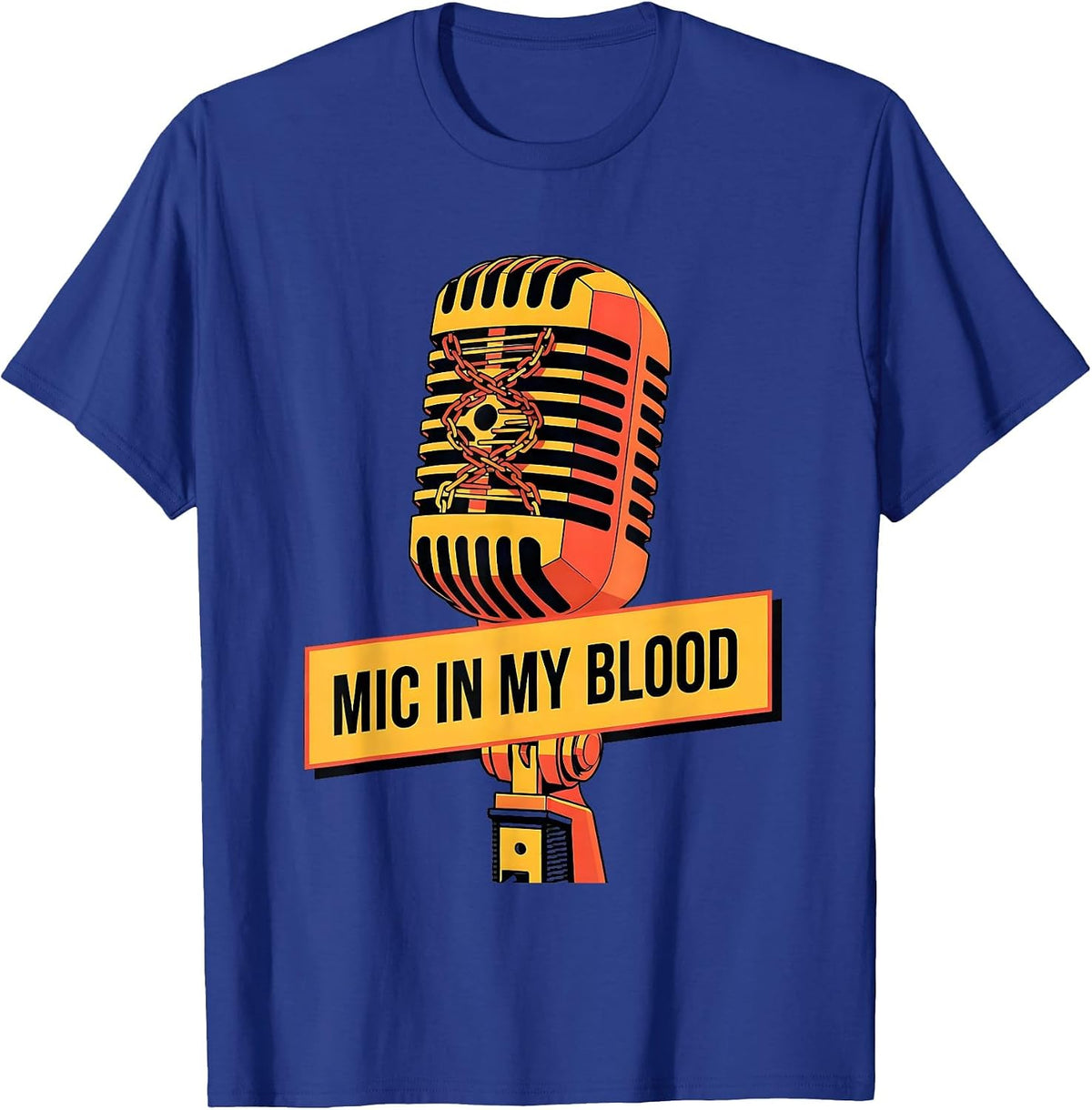 Men's Mic In My Blood Hip Hop Music Design T-Shirt - Royal Blue