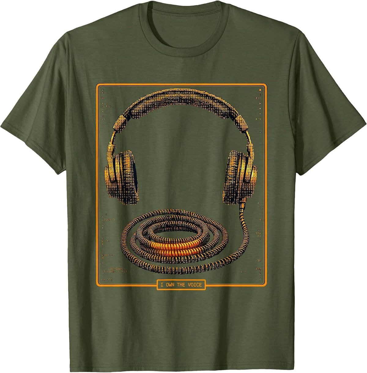 Men's I Own The Voice Ascii Terminal Art 911 Dispatcher Thin T-Shirt - Olive Green