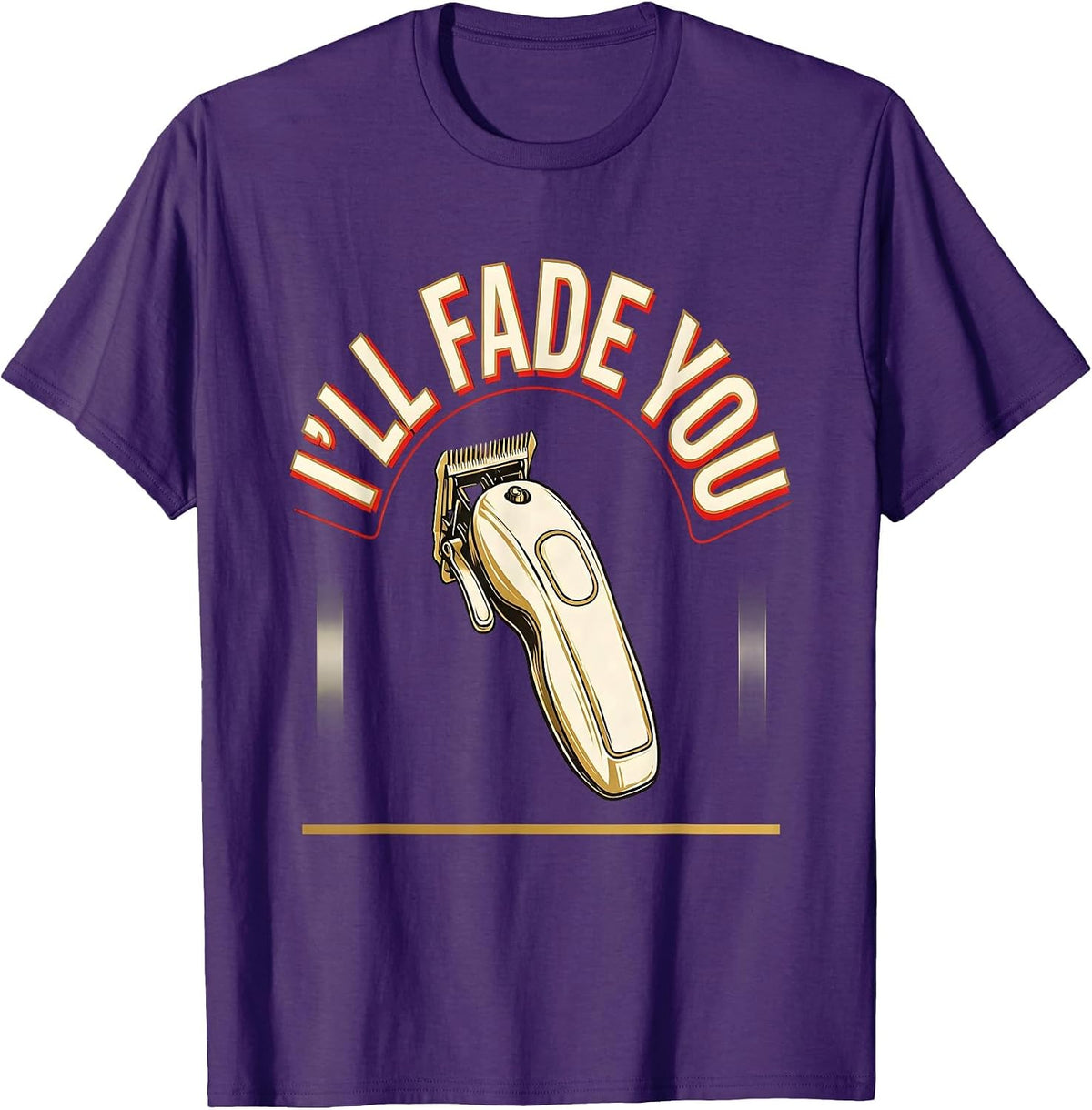 Men's I'll Fade You Funny Barber Vintage Sign Painter Hair Stylist T-Shirt - Purple