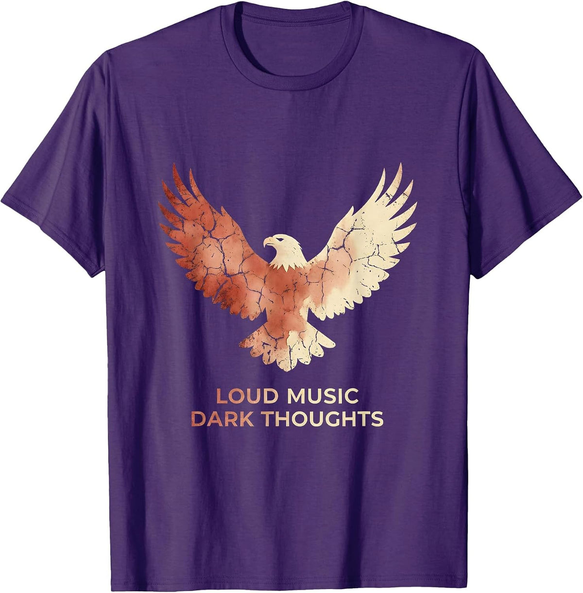 Loud Music Dark Thoughts Death Metal Design T-Shirt - Purple