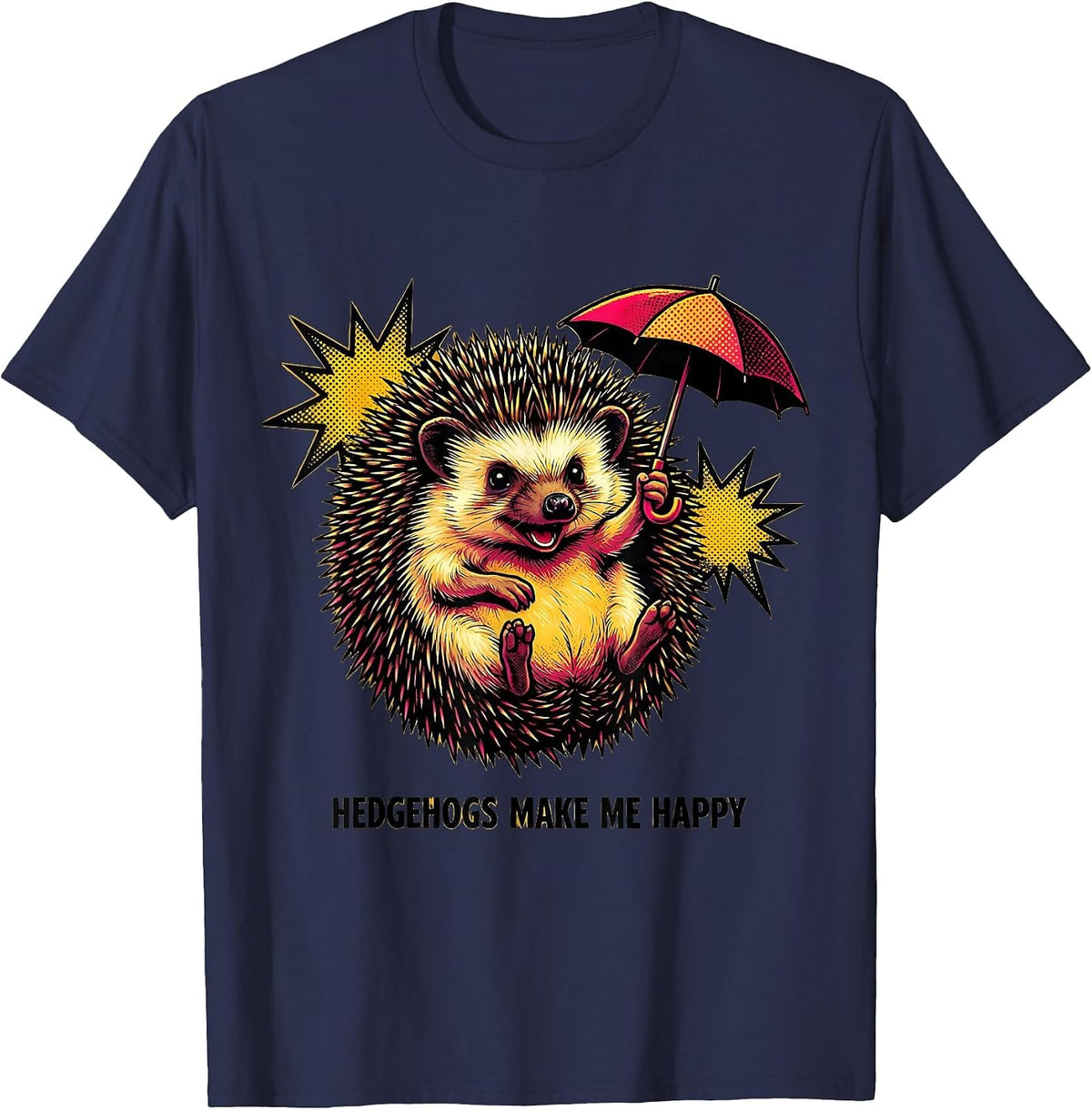 Men's Hedgehogs Make Me Happy Cute Hedgehog Animal Lover Gift T-Shirt - Navy Blue