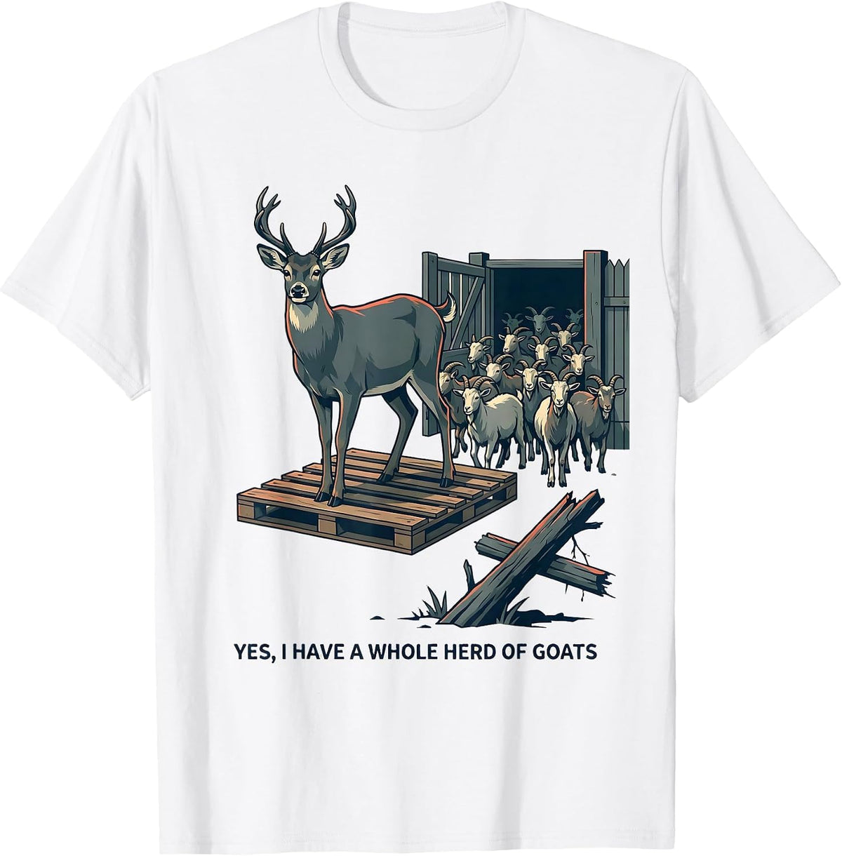 Men's Yes I Have A Whole Herd Of Goats Funny Goat Lover Farmer T-Shirt - White