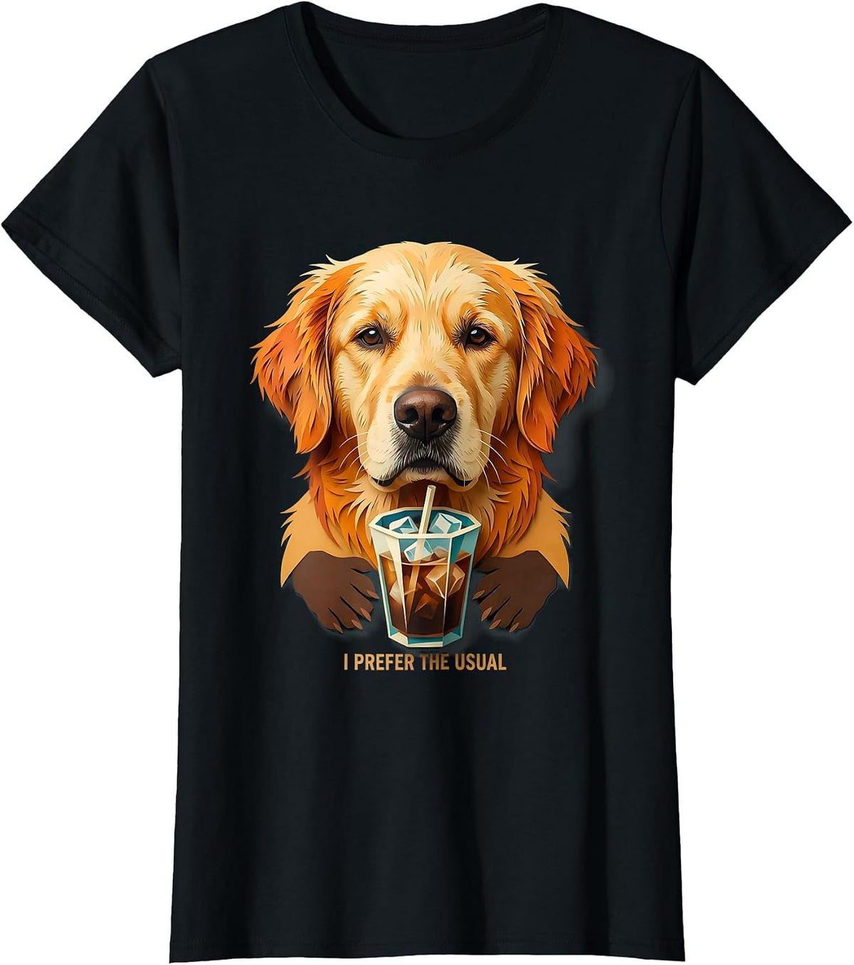 I Prefer The Usual Golden Retriever Funny Dog Lover Iced T-Shirt - Black