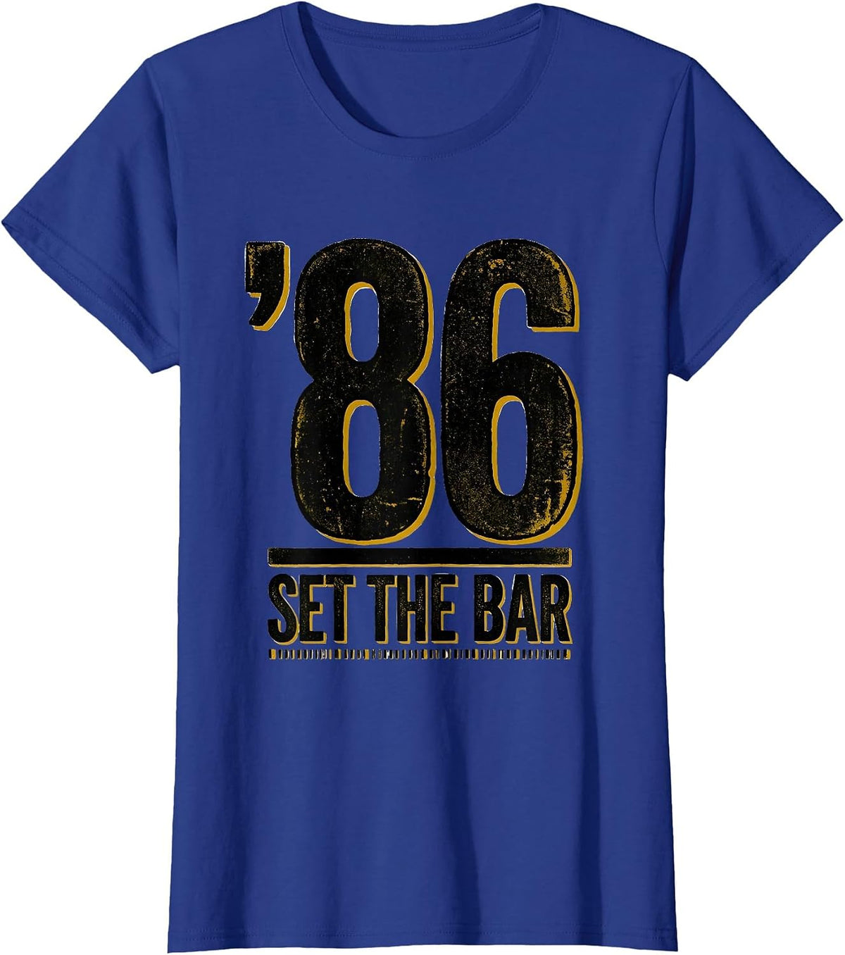 Women's '86 Set The Bar Vintage 90s Hip-Hop Rap Lyric Quote T-Shirt - Royal Blue
