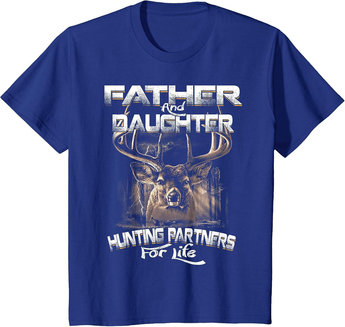 Father and Daughter Hunting Partners for Life Deer Hunter T-Shirt - Royal Blue