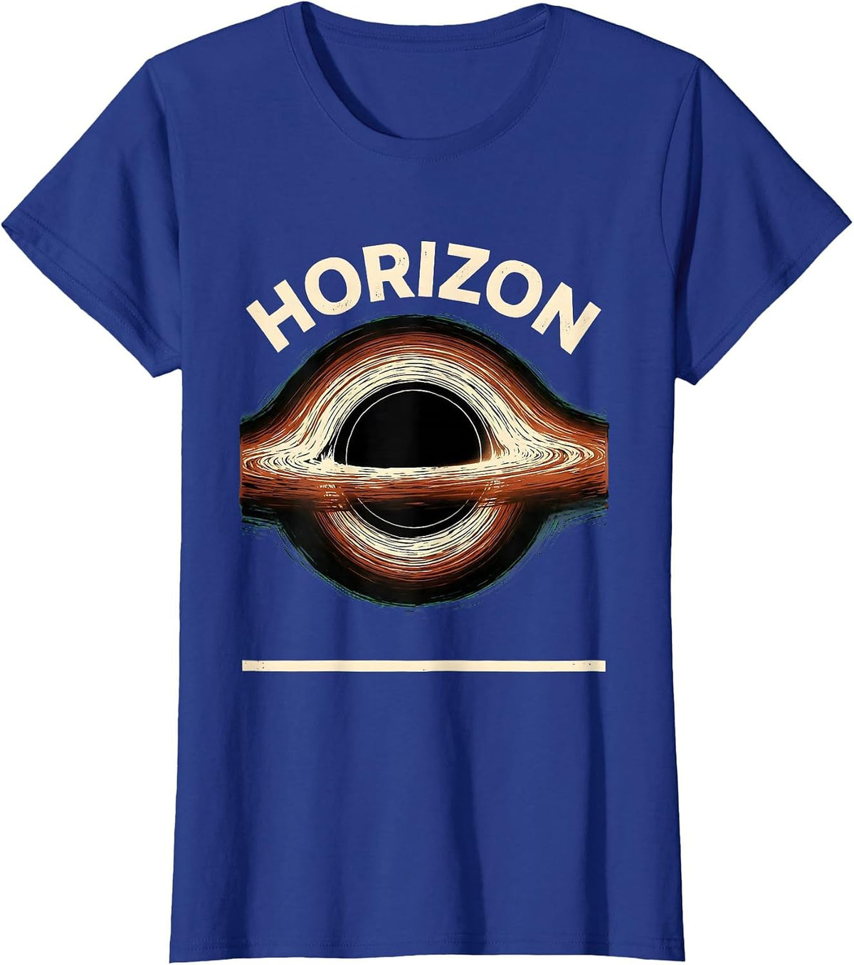Women's Horizon Linocut Black Hole Astrophysics Science Student T-Shirt - Royal Blue
