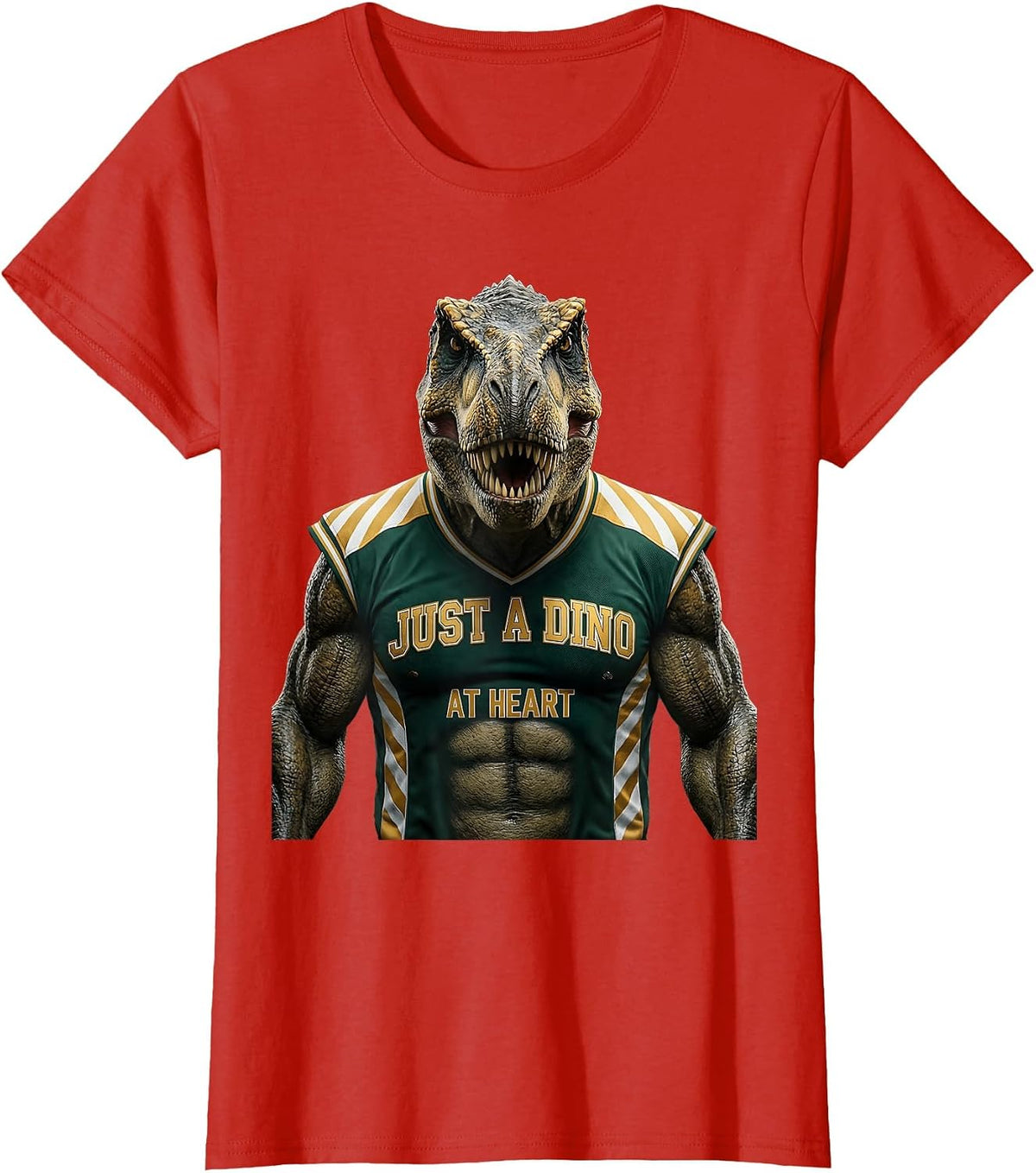 Just a Dino at Heart Dinosaur Lover Design T-Shirt - Red