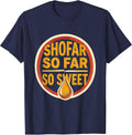Shofar So Far So Sweet Funny Rosh Hashanah Jewish New Year T-Shirt - Navy Blue