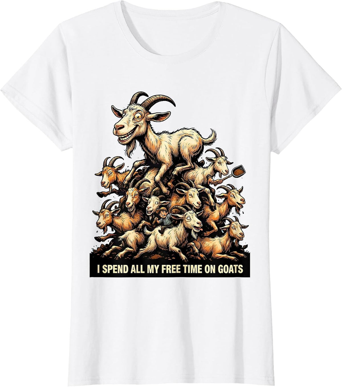 Women's I Spend All My Free Time On Goats Funny Goat Lover Farmer T-Shirt - White