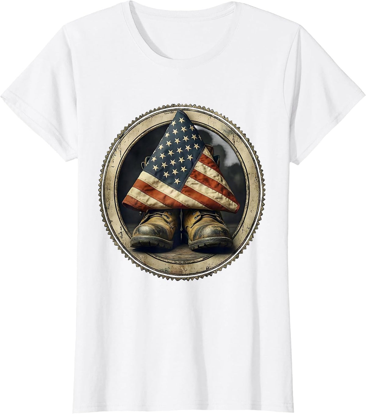 Sept 11 Memorial Folded Flag Firefighter Boots T-Shirt - White