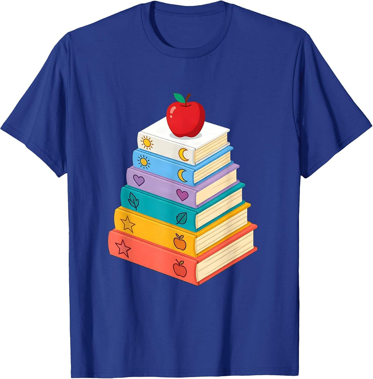 Elementary Teacher Colorful Books Graphic T-Shirt - Royal Blue