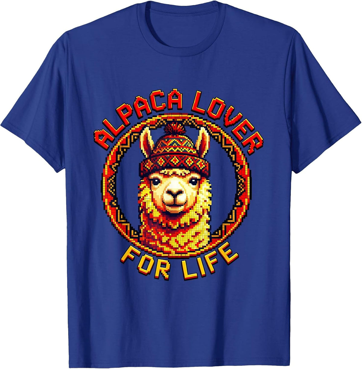 Alpaca Lover For Life Peruvian Design T-Shirt - Royal Blue