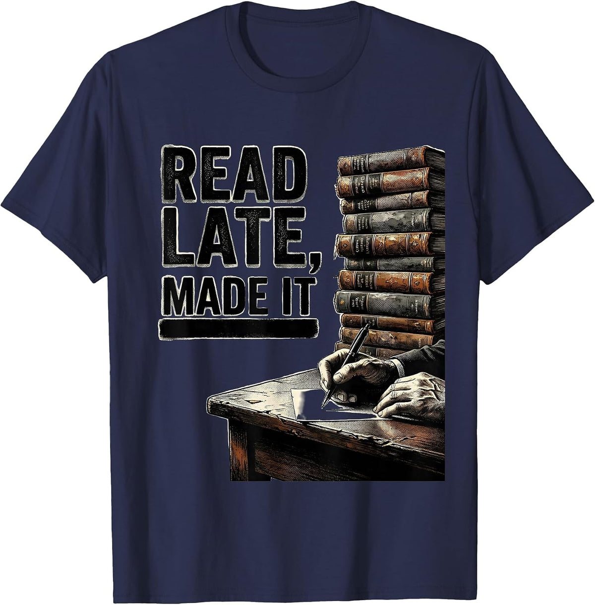 Read Late, Made It Funny Dyslexia Awareness Month Teacher T-Shirt - Navy Blue