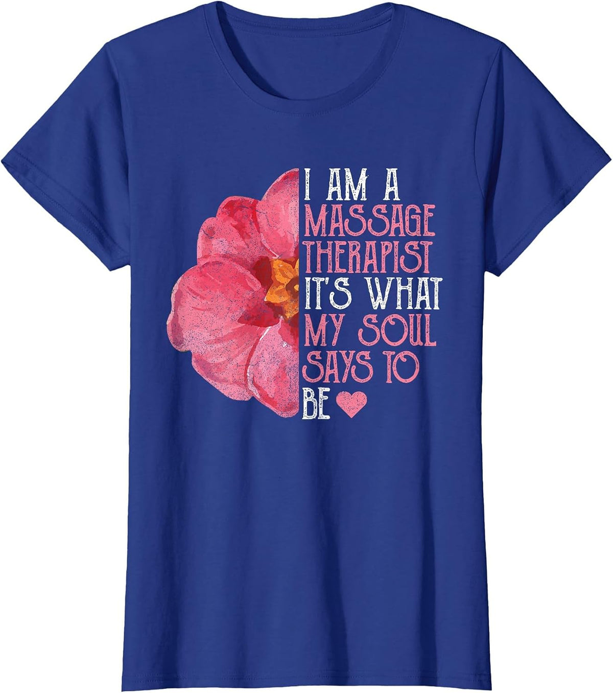 Massage Therapist Uniform for Women, Masseuse Floral T-Shirt - Royal Blue