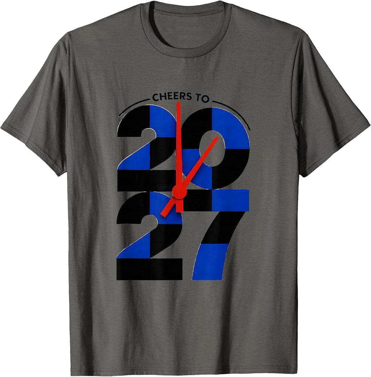 Cheers To 2027 Bauhaus Modernist New Year Party Novelty T-Shirt - Asphalt Grey