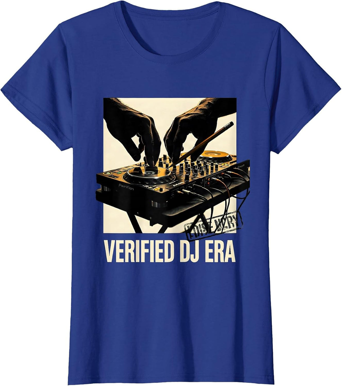 Women's Verified DJ Era Retro Hip Hop Golden Era Lyric Quote T-Shirt - Royal Blue