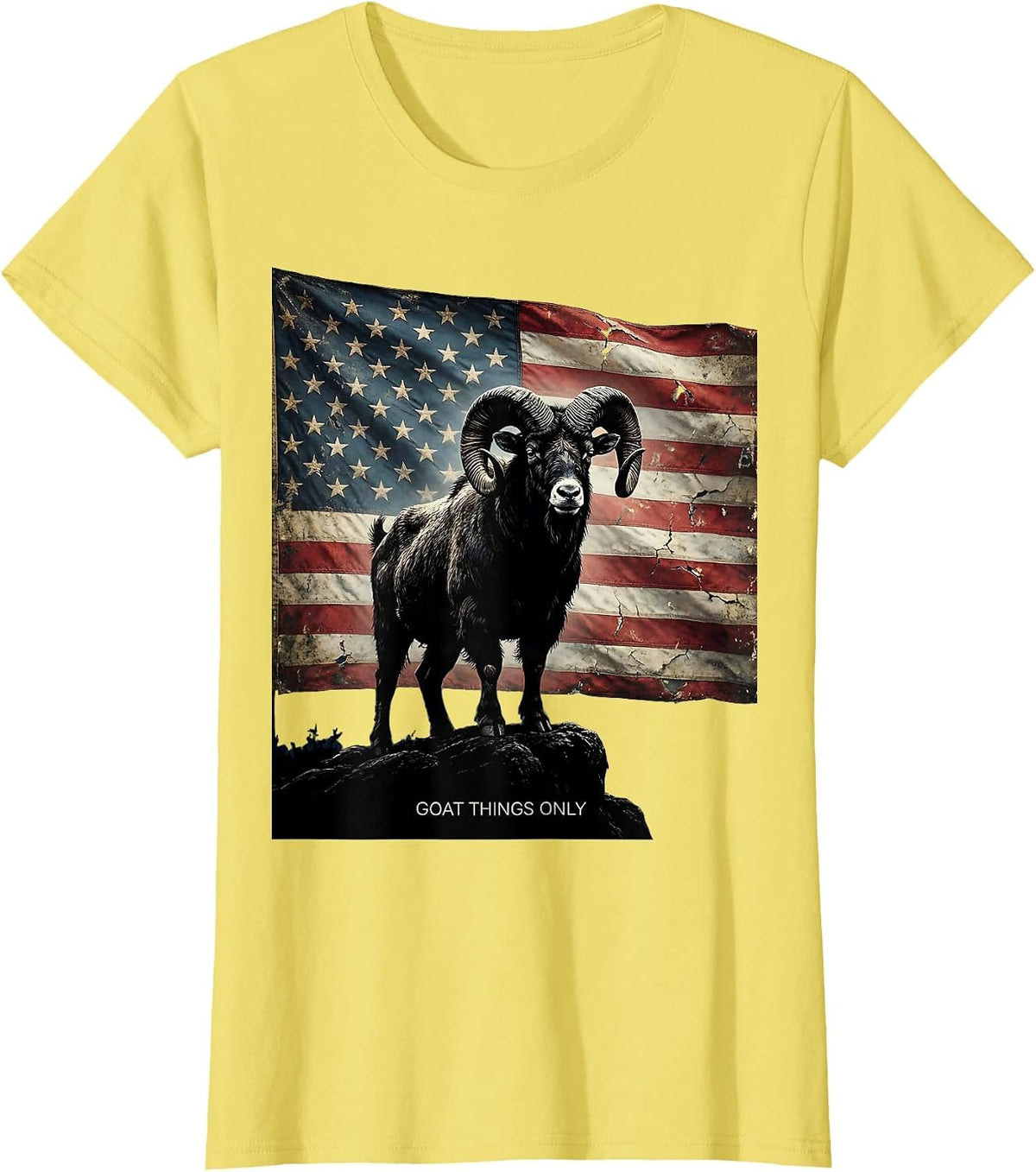 Women's Goat Things Only Funny Goat Lover Design T-Shirt - Lemon Yellow