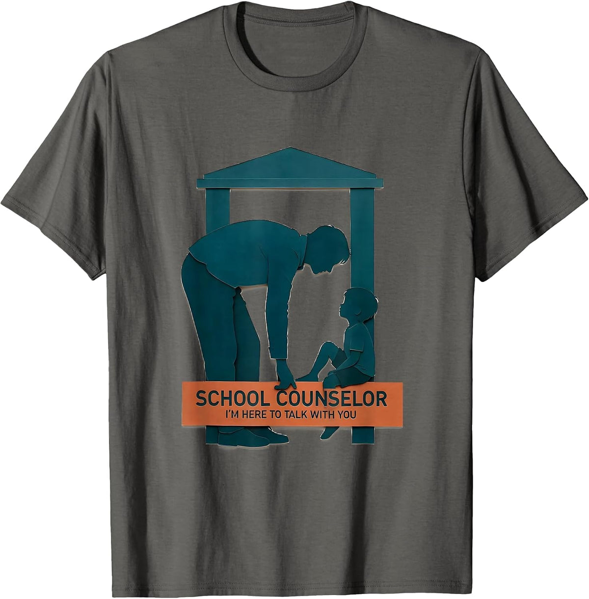 School Counselor I'm Here To Talk With You Support T-Shirt - Asphalt Grey