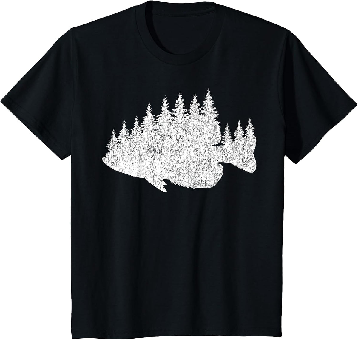 Crappie Fishing - Forest Treeline Panfish Fisherman T-Shirt - Black