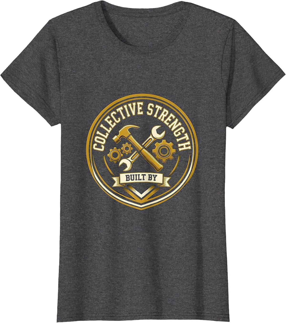 Women's Collective Strength Labor Day Badge Design T-Shirt - Dark Heather Grey