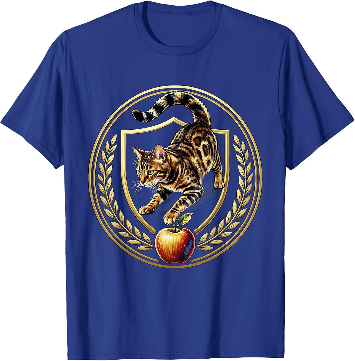 Bengal Cat Back to School Funny Graphic Tee T-Shirt - Royal Blue