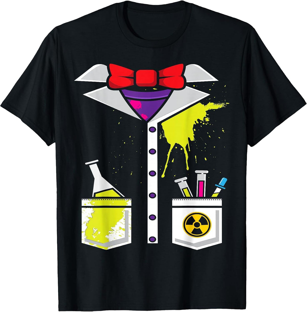 Mad Scientist Costume Halloween Carnival Science Chemistry T-Shirt - Black