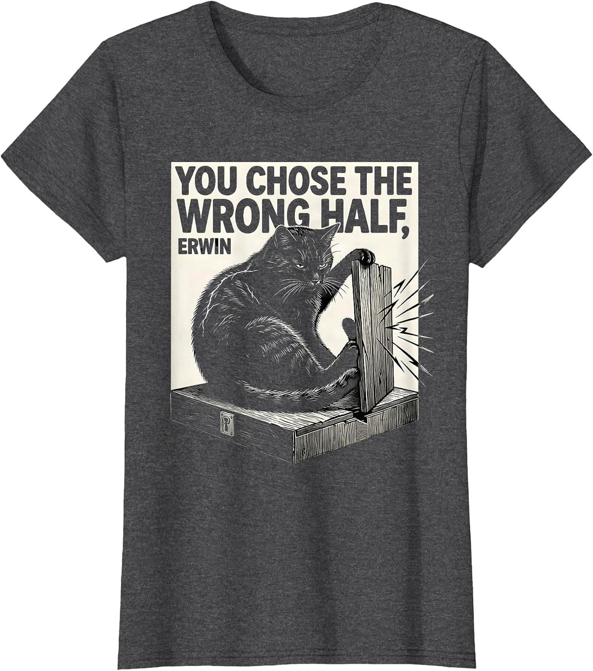 Women's You Chose the Wrong Half Erwin Funny Quantum Physics Science T-Shirt - Dark Heather Grey
