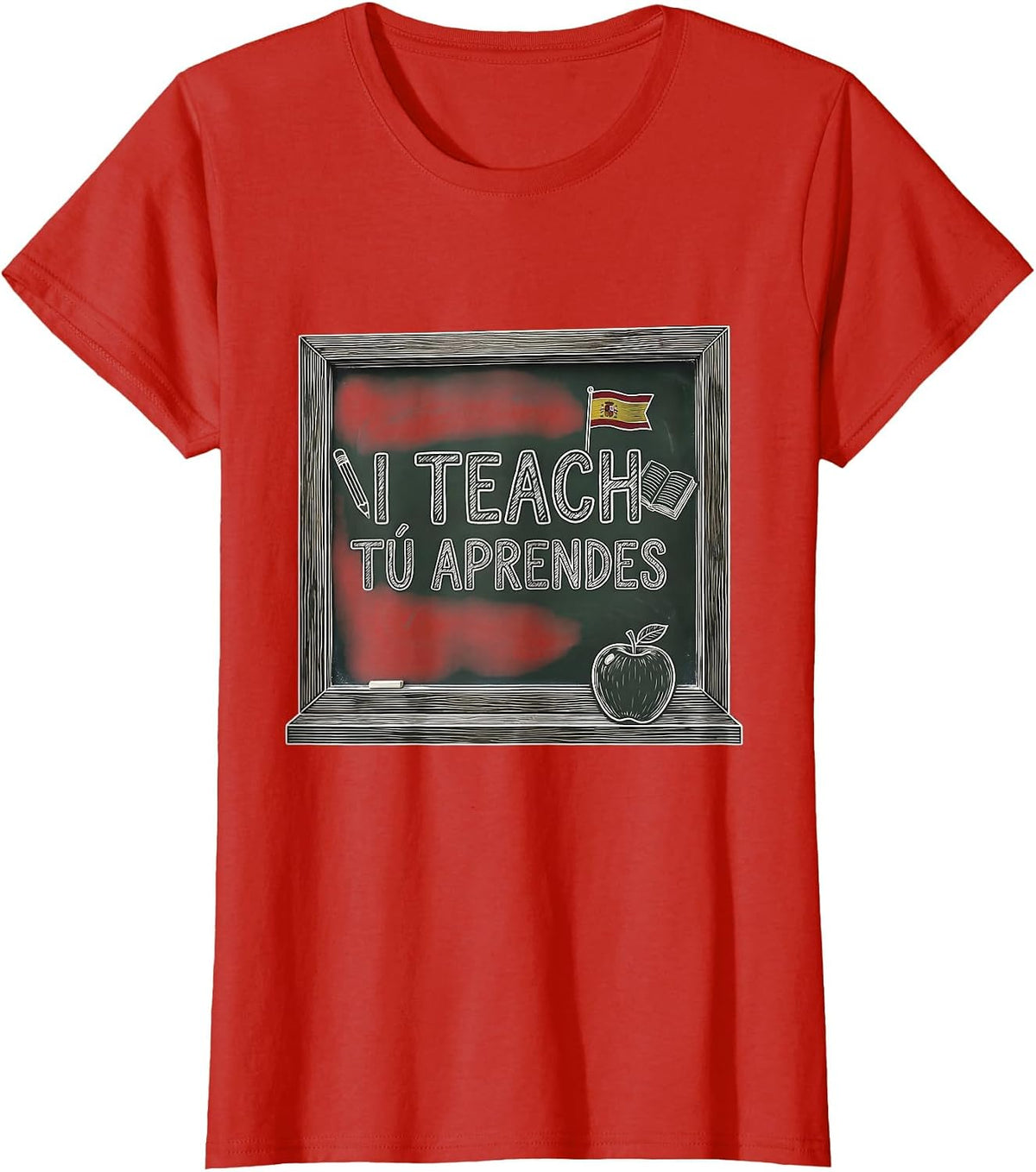 I Teach Tu Aprendes Spanish Teacher Design T-Shirt - Red