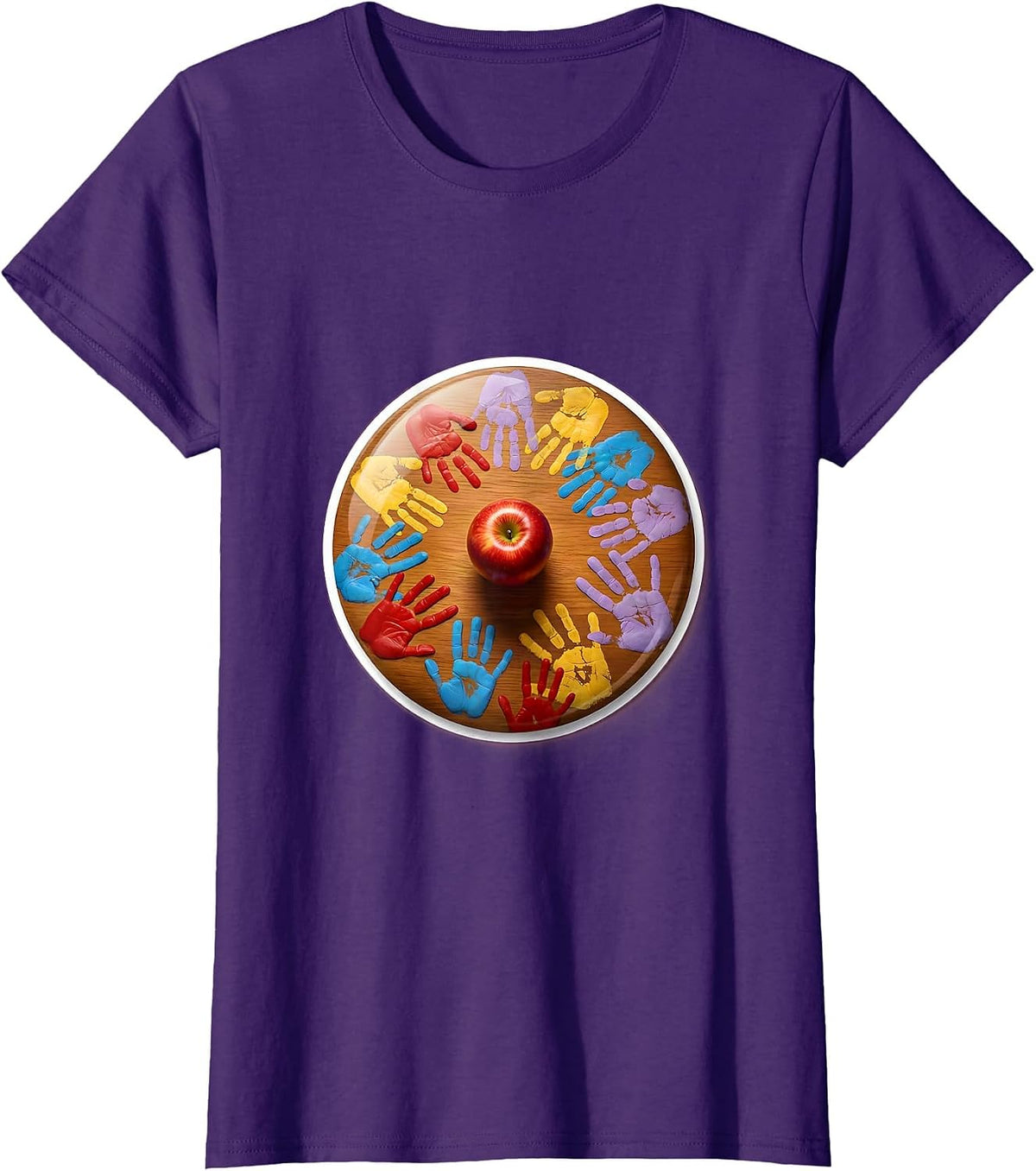 Elementary Teacher Tiny Handprints Desk Design T-Shirt - Purple