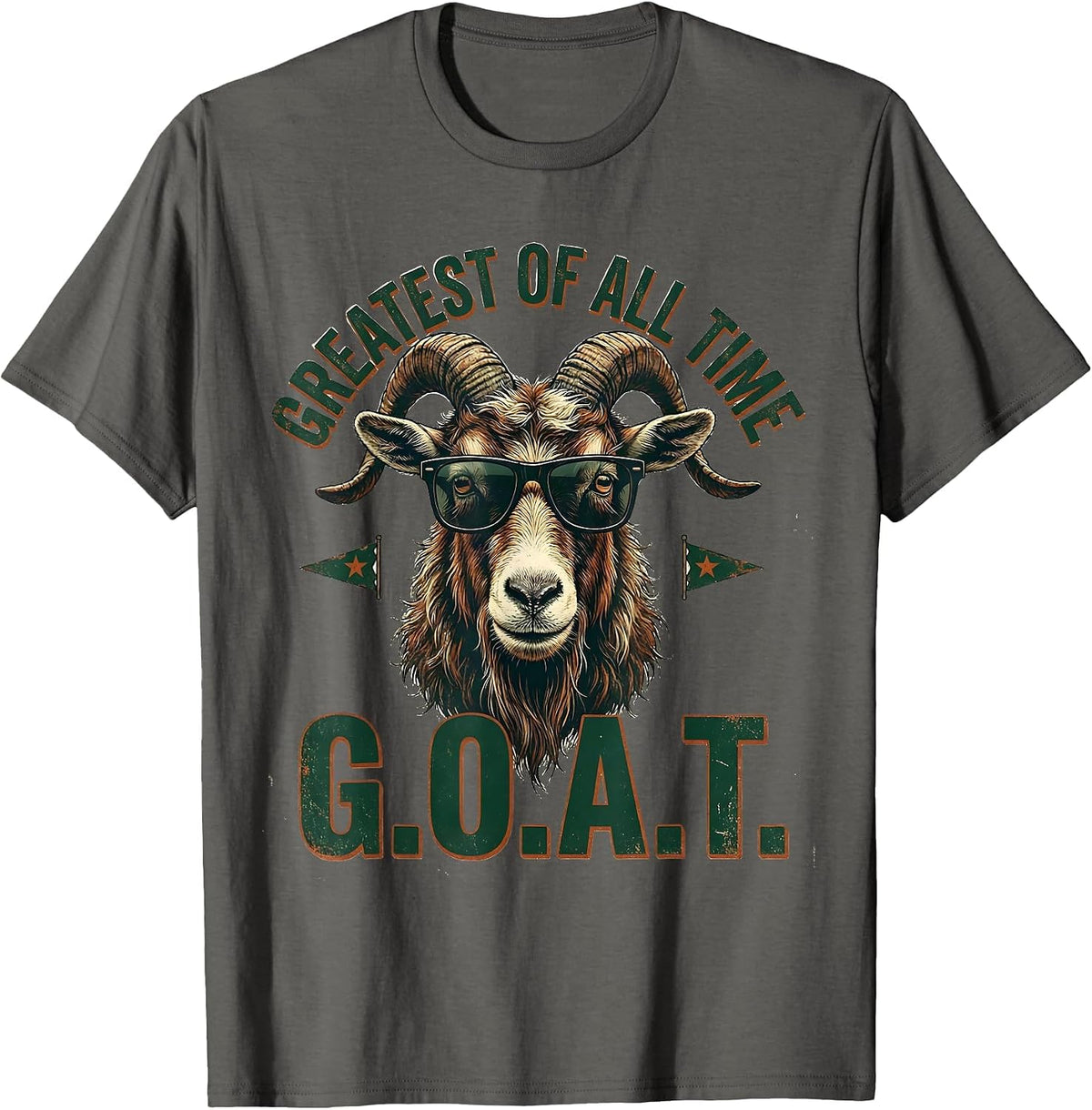 Greatest Of All Time Vintage Sunglasses Goat Funny Animal T-Shirt - Asphalt Grey