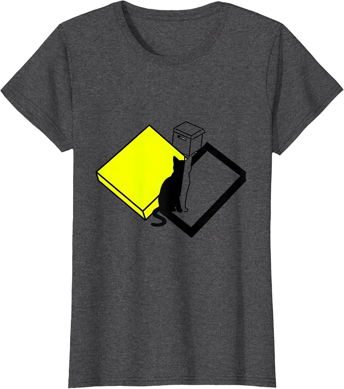 Women's Diagonal Toggle Cat Quantum Physics Humor Gift T-Shirt - Dark Heather Grey