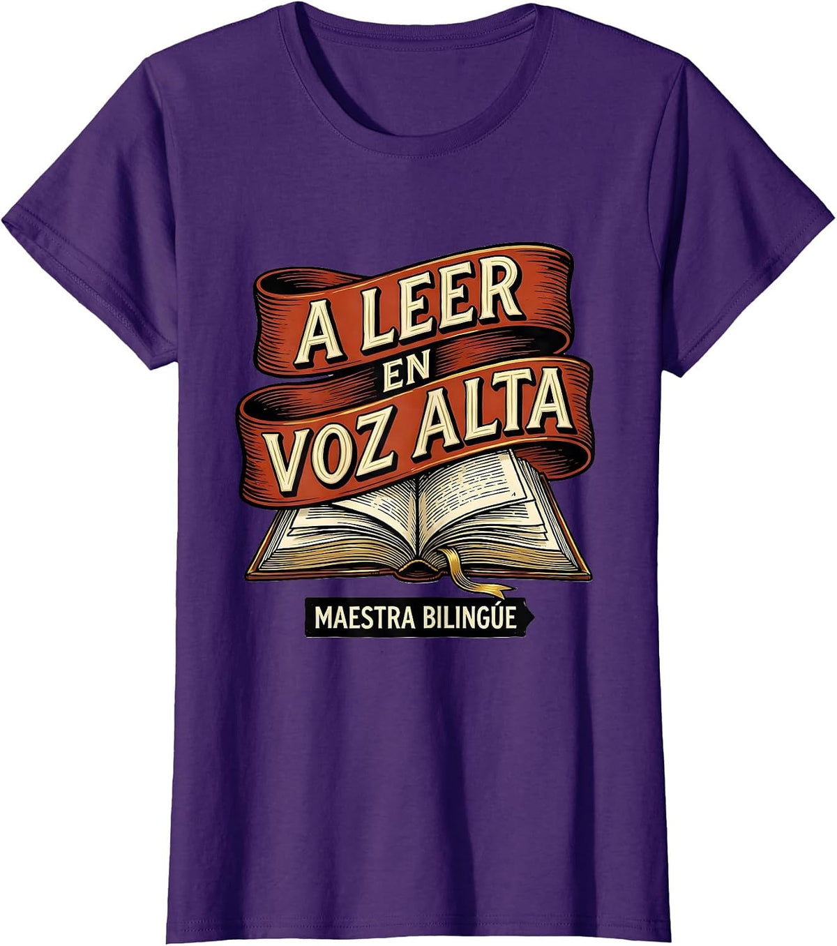 Women's A Leer en Voz Alta Maestra Bilingüe Spanish Teacher T-Shirt - Purple