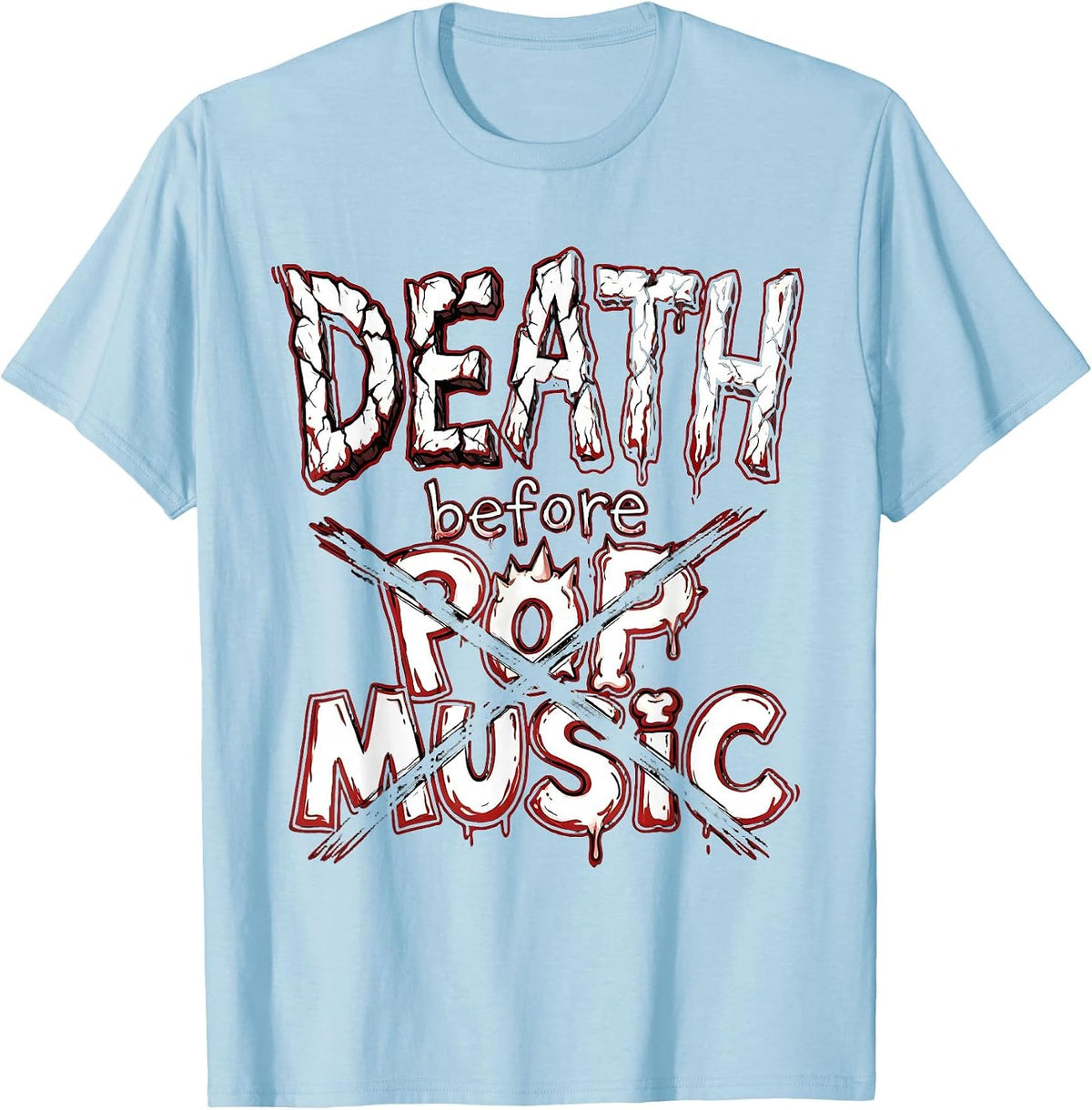 Men's Death Before Pop Music Metal Band Graphic T-Shirt - Baby Blue
