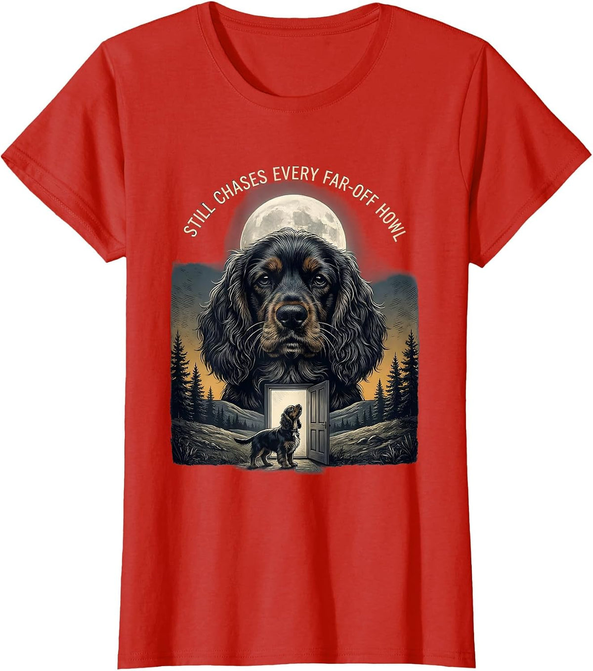 Still Chases Every Far-Off Howl Vintage Cocker Spaniel Breed T-Shirt - Red