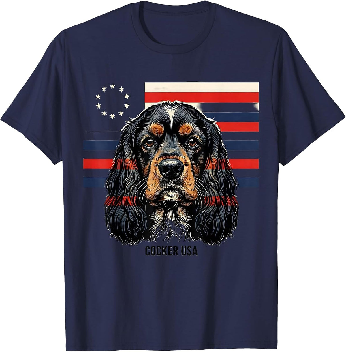 Men's Cocker USA Patriotic Cocker Spaniel Dog Lover 4th of July T-Shirt - Navy Blue