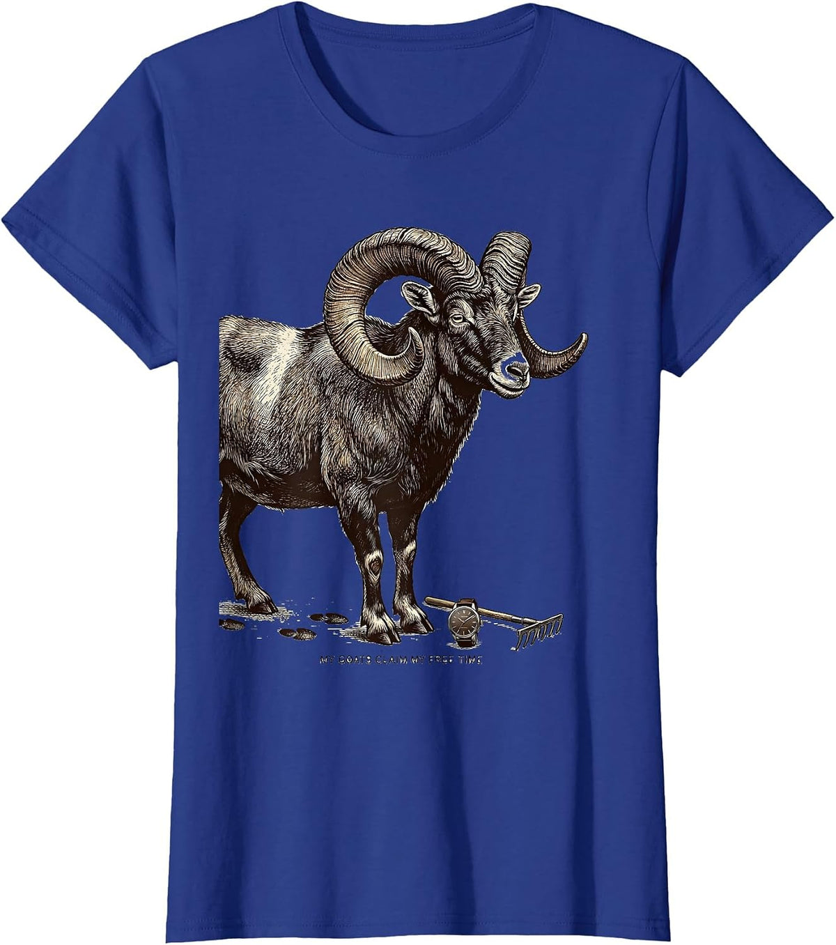 Women's My Goats Claim My Free Time Funny Goat Owner Farm Humor T-Shirt - Royal Blue