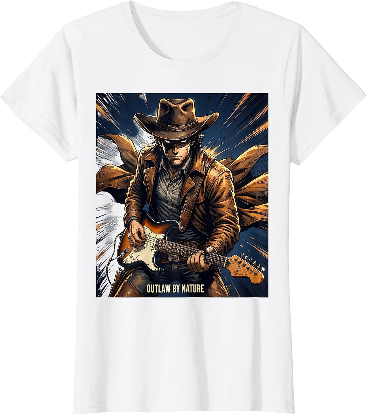Outlaw By Nature Mens Country Concert Design T-Shirt - White
