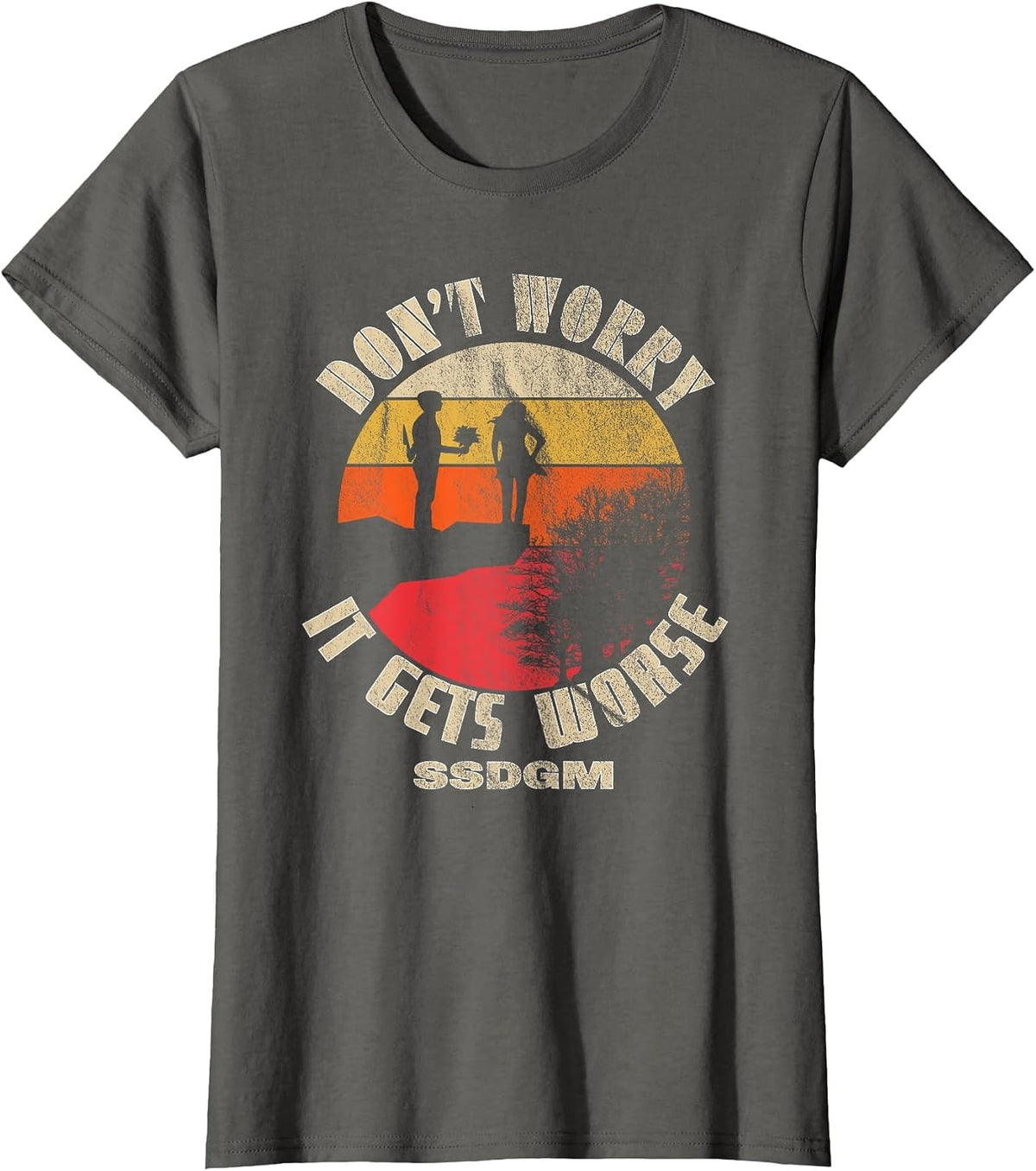 Don't Worry It Gets Worse SSDGM Retro T-Shirt T-Shirt - Asphalt Grey