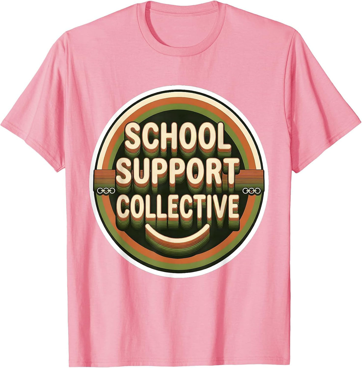 Men's School Support Collective Groovy Retro School Counselor T-Shirt - Pink