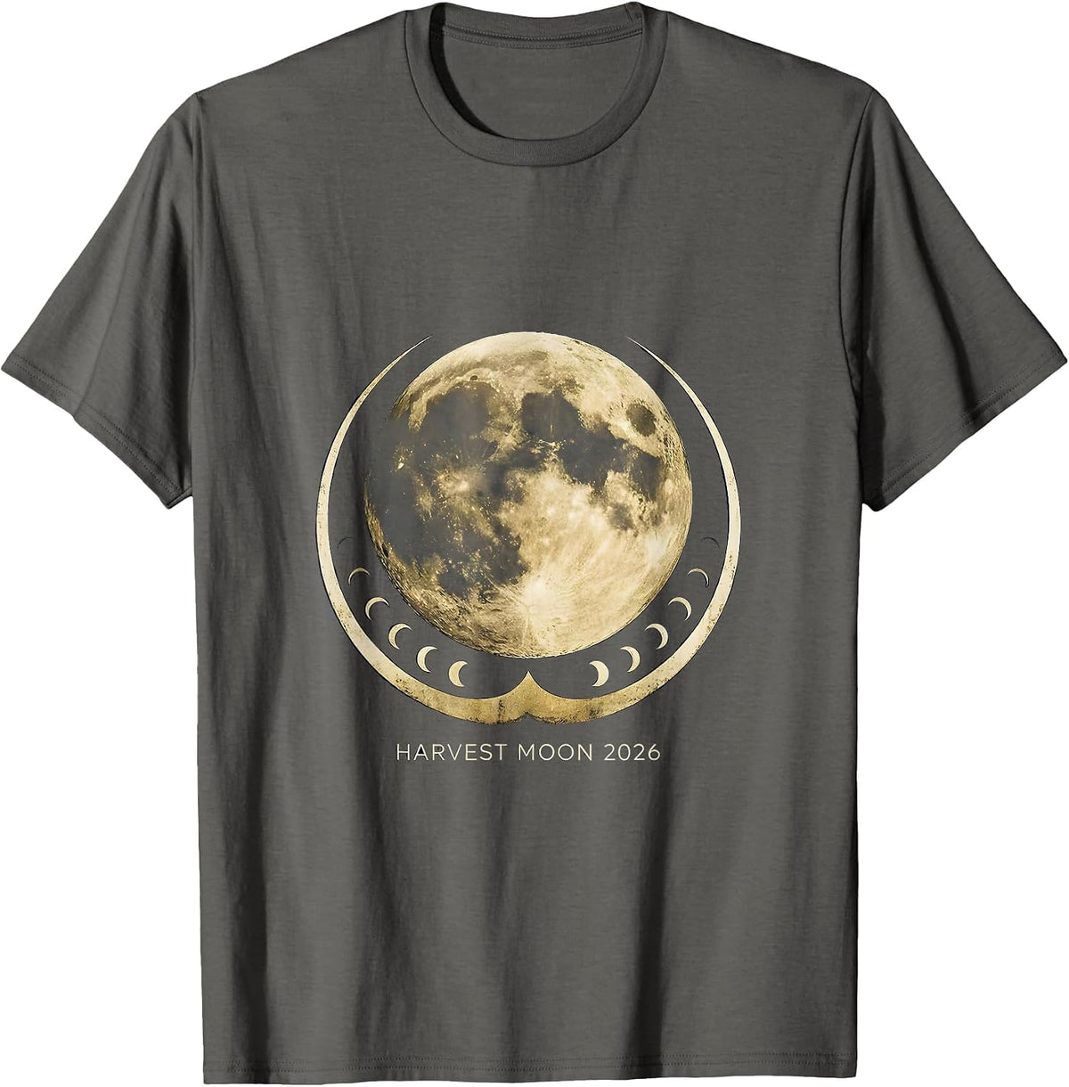 Harvest Moon 2026 Vintage Celestial Astronomy Astrology T-Shirt - Asphalt Grey